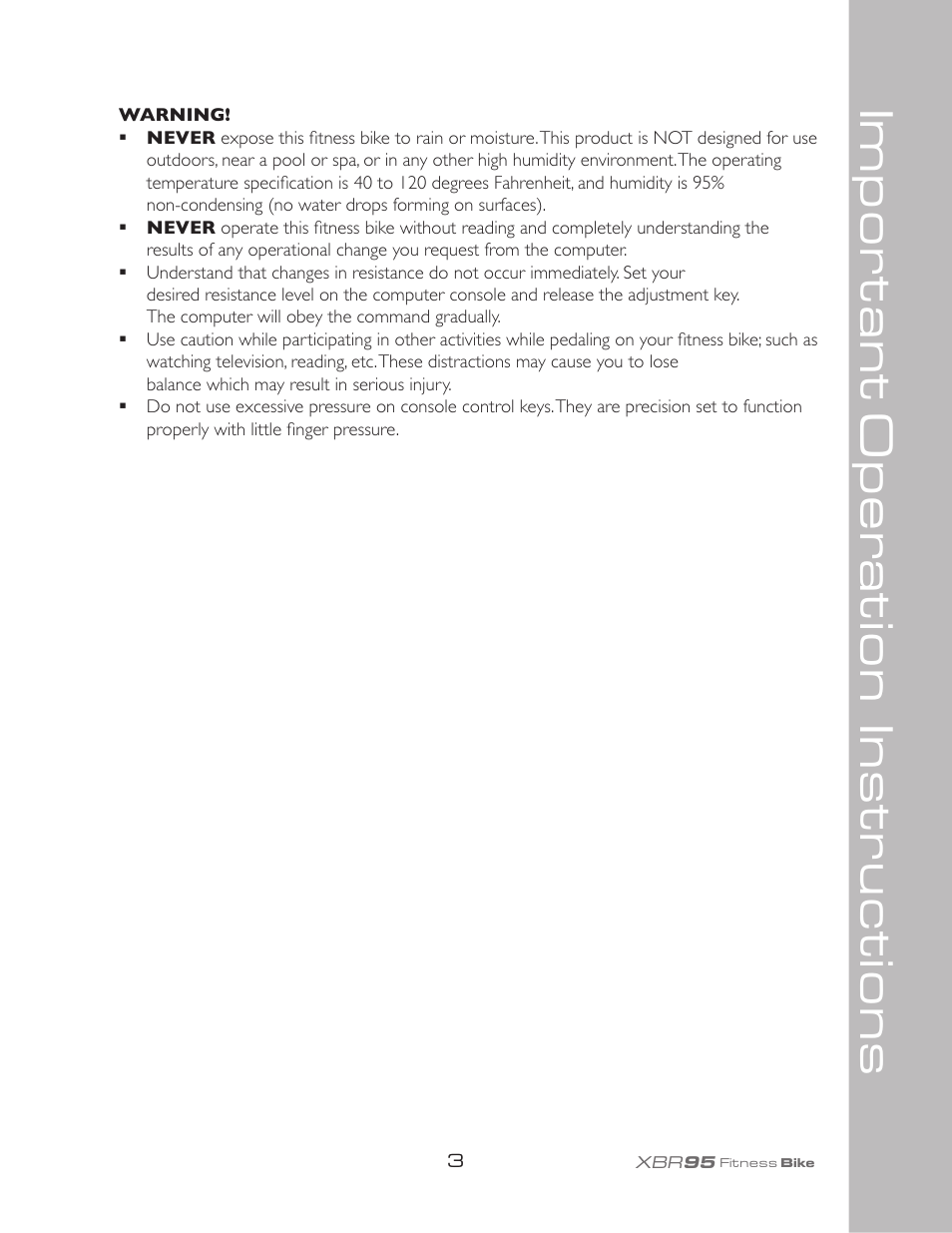 Important oper ation instructions | Spirit XBR95 User Manual | Page 7 / 34