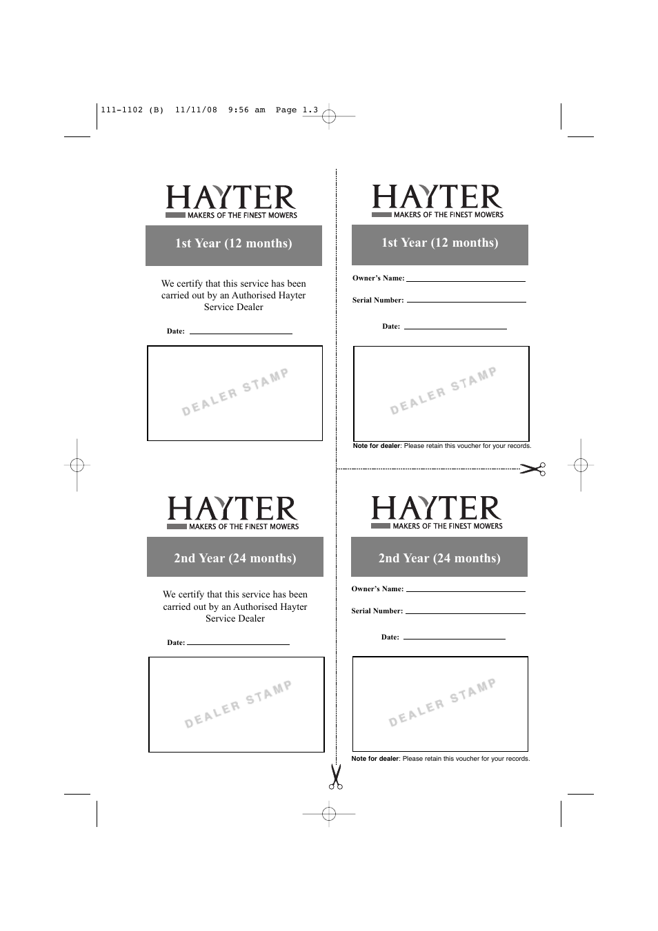 1st year (12 months), 2nd year (24 months) | Spirit 619E User Manual | Page 3 / 40