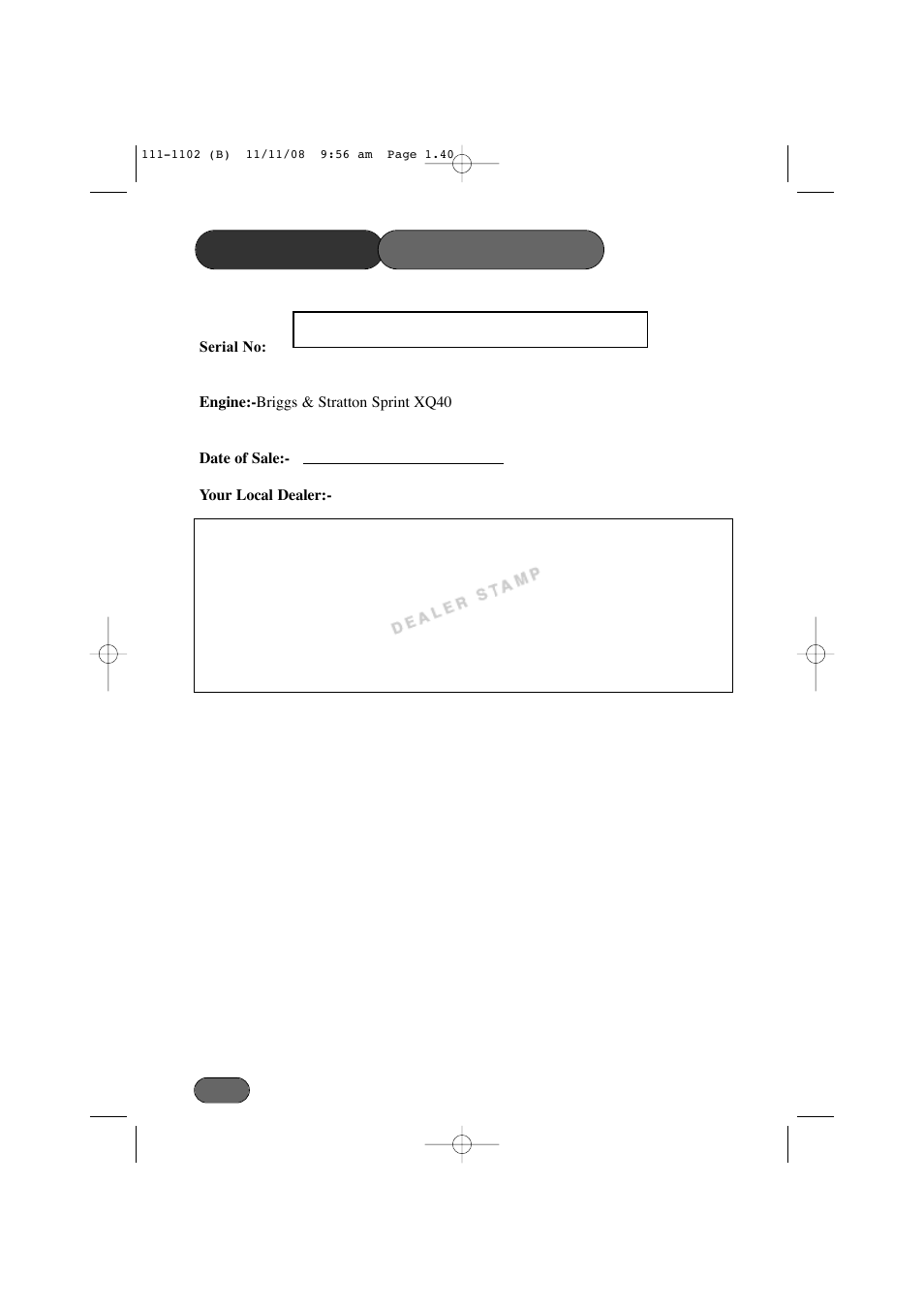 Customer information | Spirit 619E User Manual | Page 40 / 40
