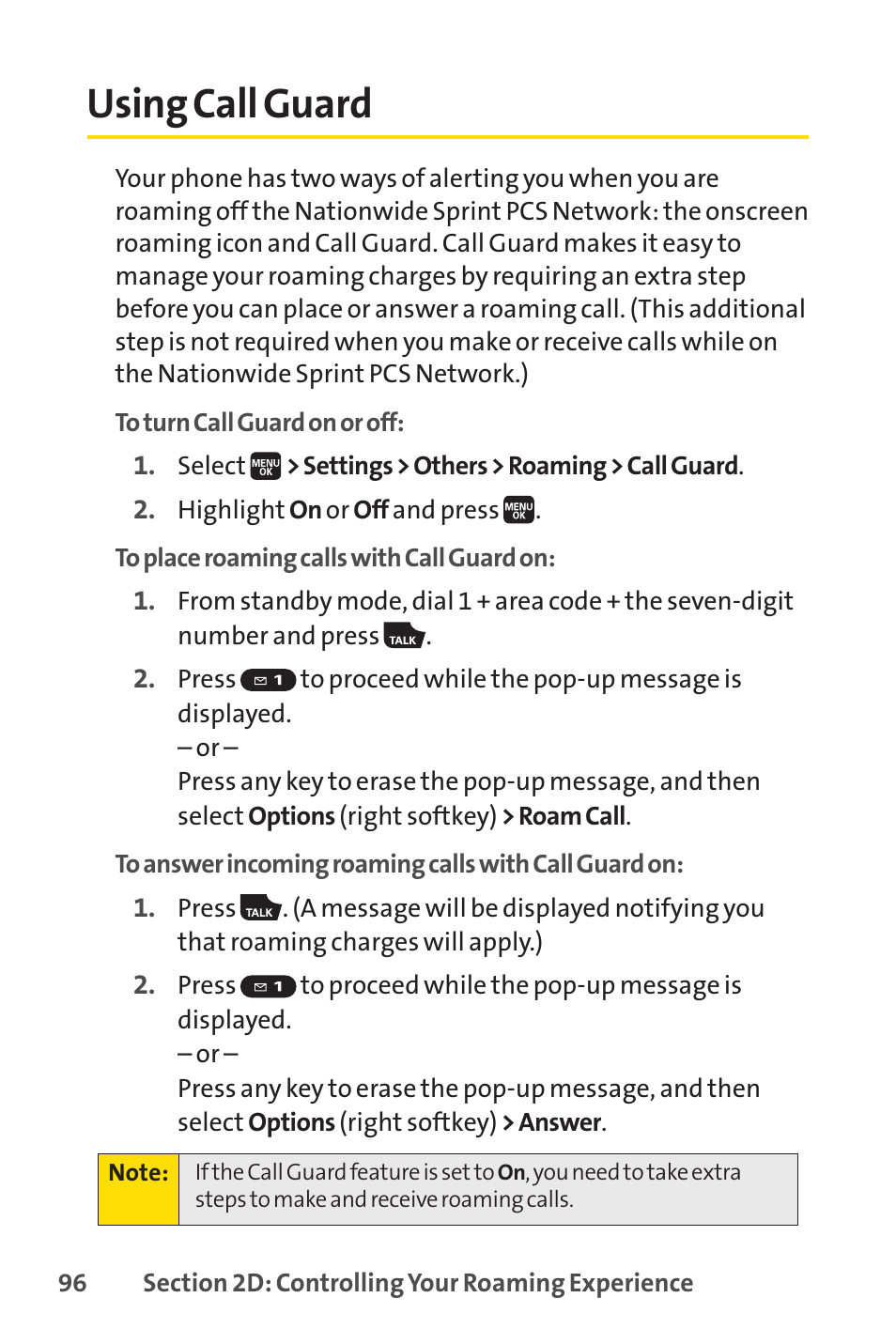 Using call guard | Spirit M1 User Manual | Page 114 / 351