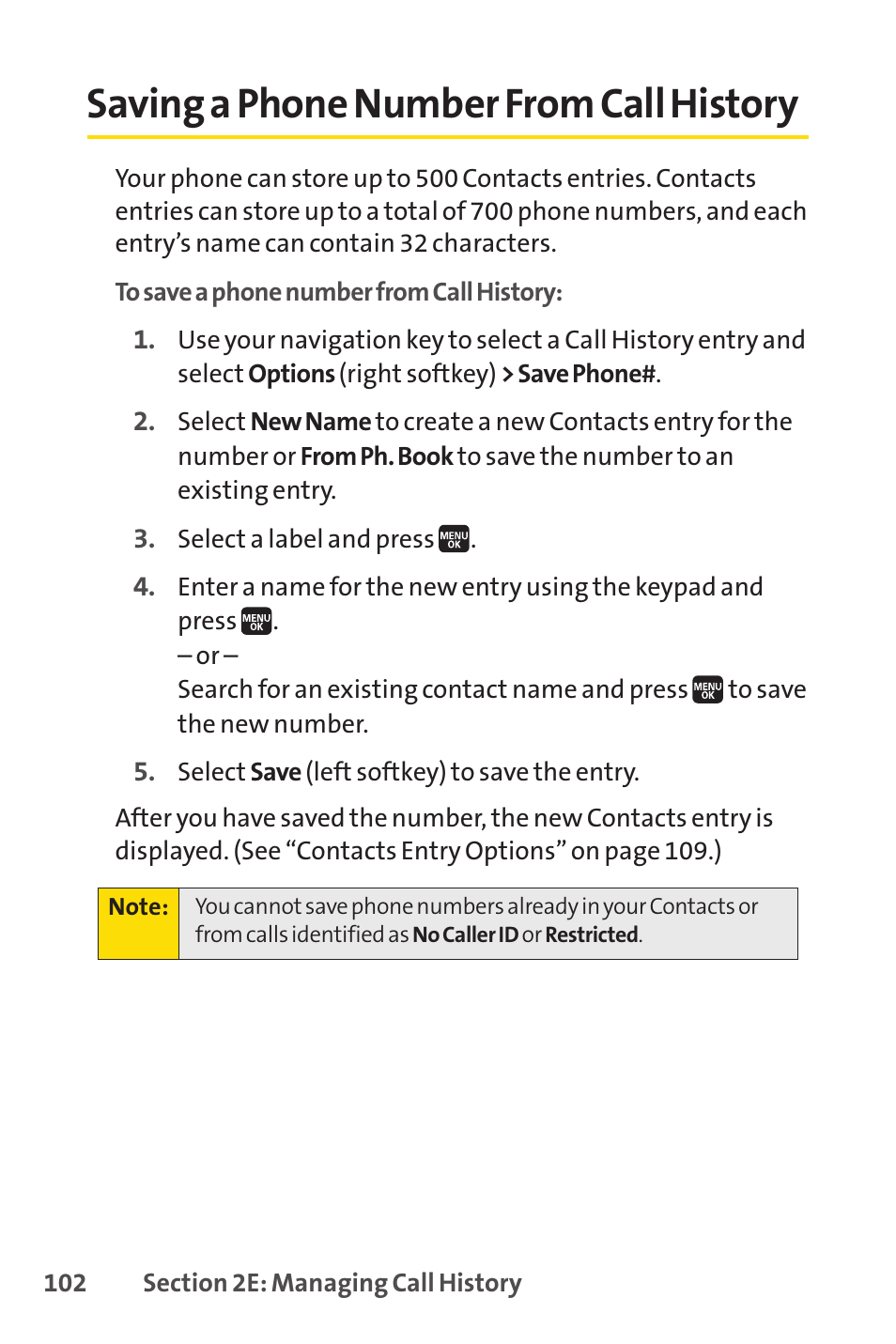 Saving a phone number from call history | Spirit M1 User Manual | Page 120 / 351