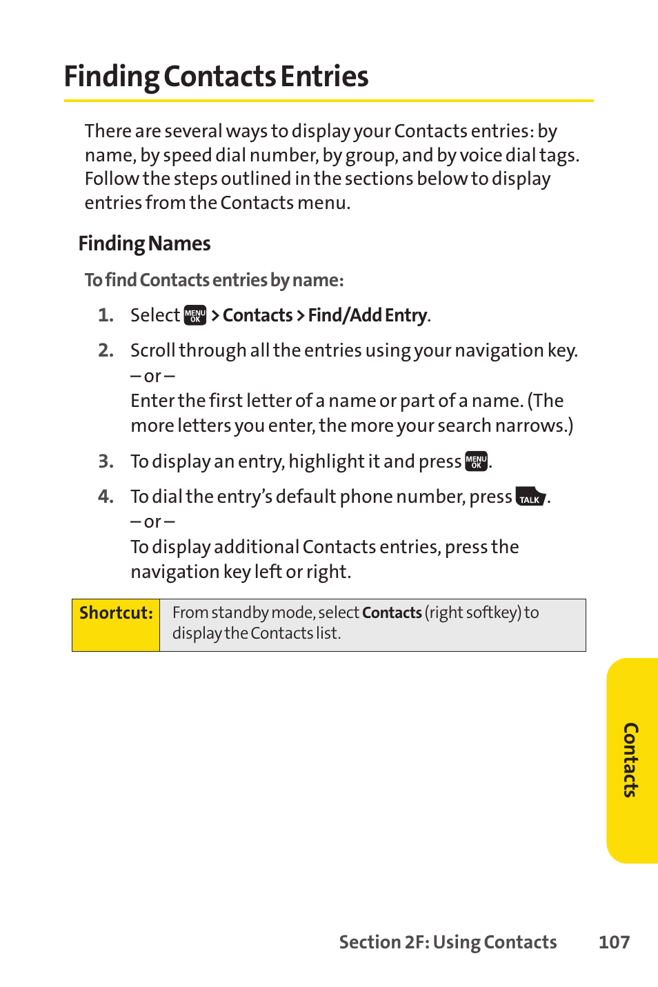 Finding contacts entries | Spirit M1 User Manual | Page 125 / 351