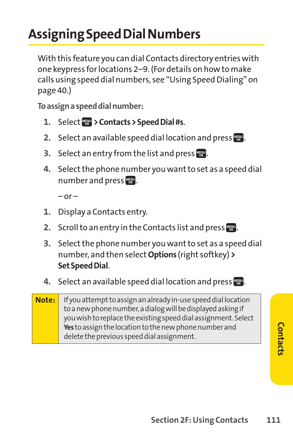 Assigning speed dial numbers | Spirit M1 User Manual | Page 129 / 351