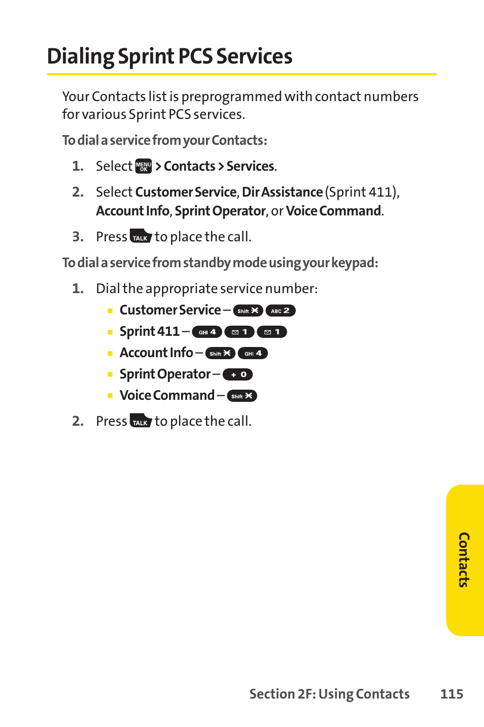 Dialing sprint pcs services | Spirit M1 User Manual | Page 133 / 351