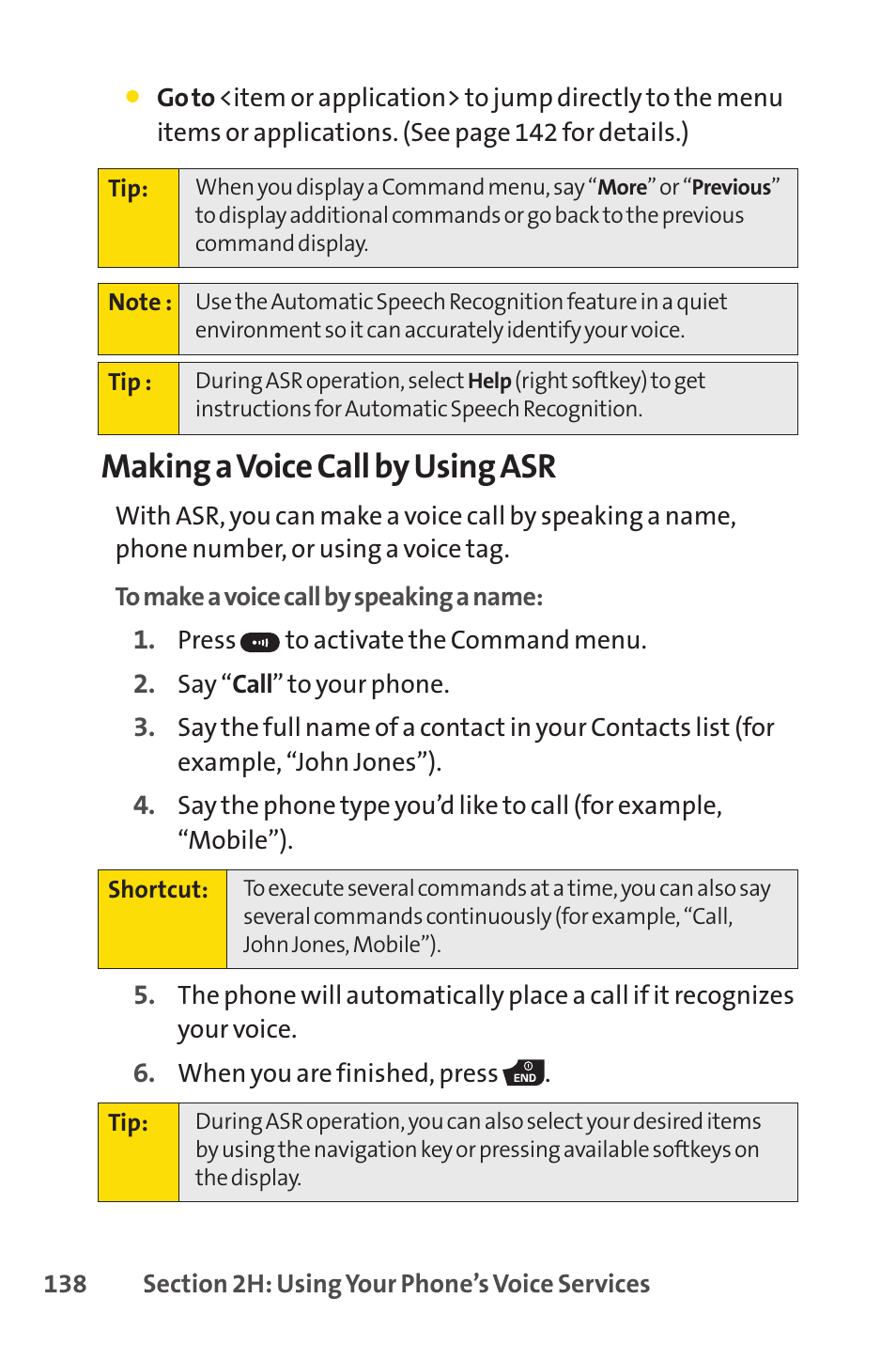 Making a voice call by using asr | Spirit M1 User Manual | Page 156 / 351