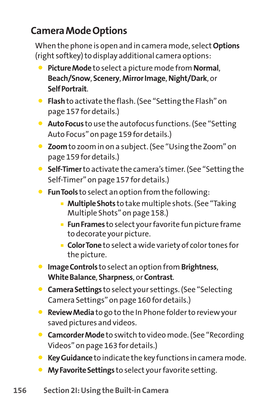 Camera mode options, Fun tools to select an option from the following | Spirit M1 User Manual | Page 174 / 351