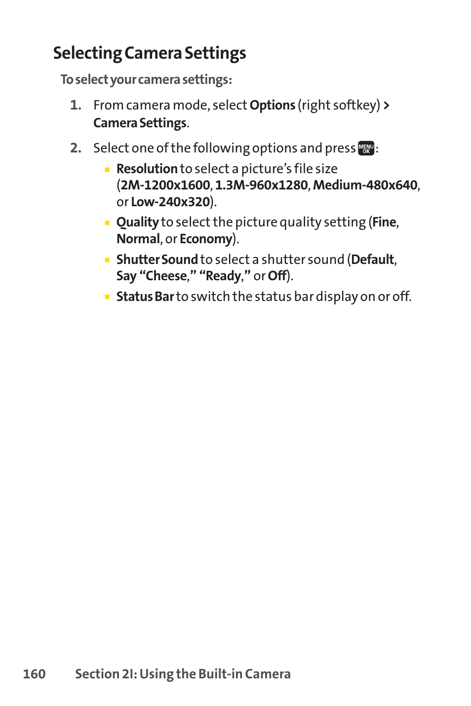 Selecting camera settings | Spirit M1 User Manual | Page 178 / 351