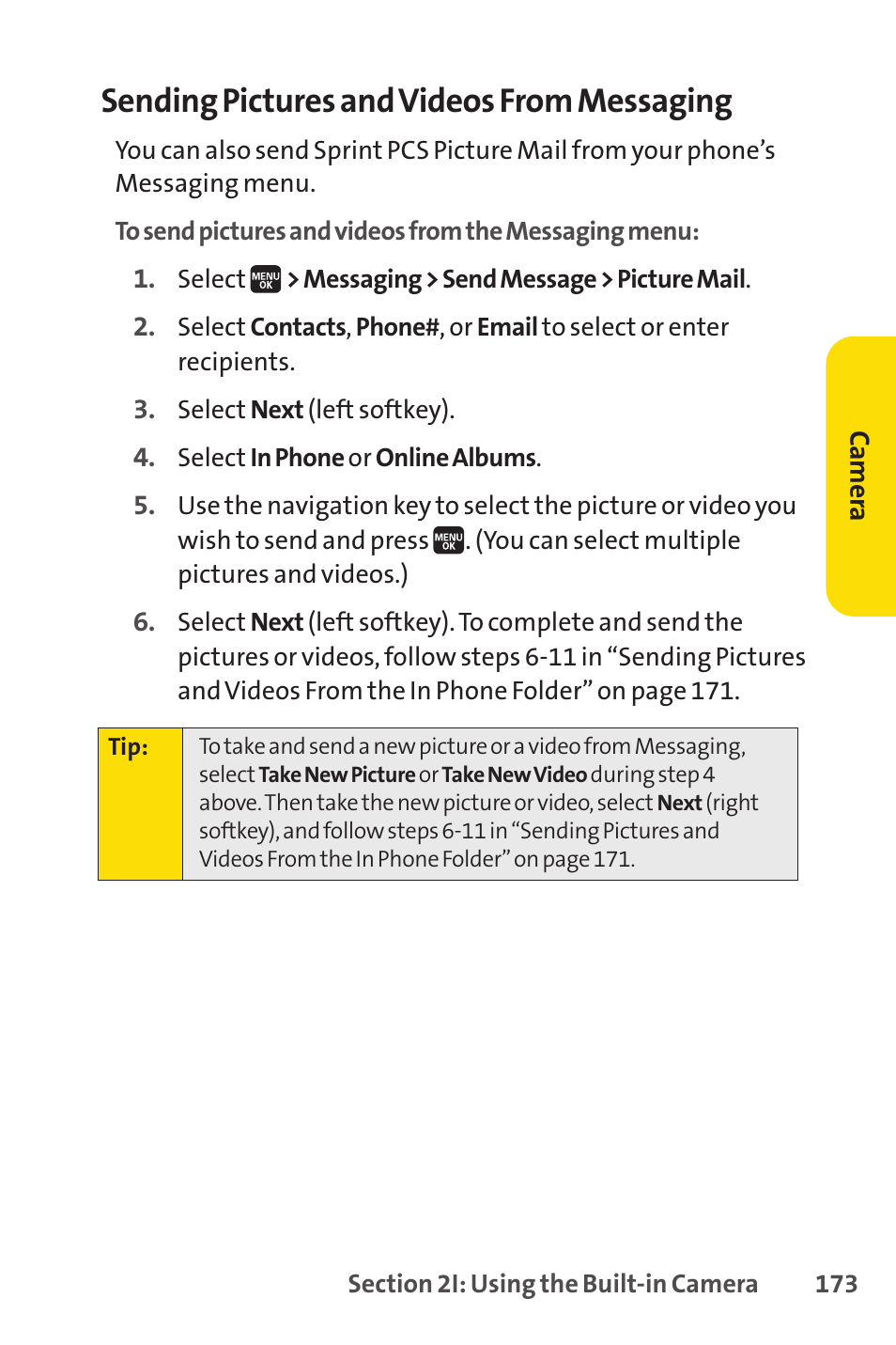 Sending pictures and videos from messaging | Spirit M1 User Manual | Page 191 / 351