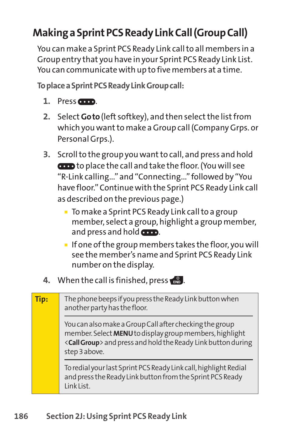 Making a sprint pcs ready link call (group call) | Spirit M1 User Manual | Page 204 / 351