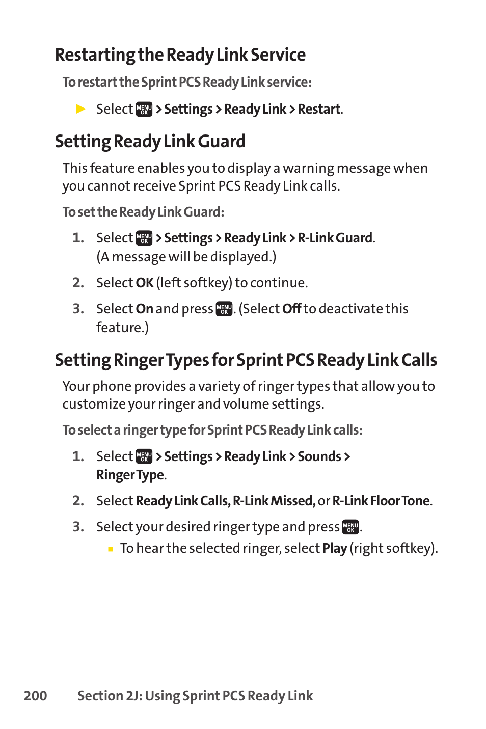 Restarting the ready link service, Setting ready link guard | Spirit M1 User Manual | Page 218 / 351