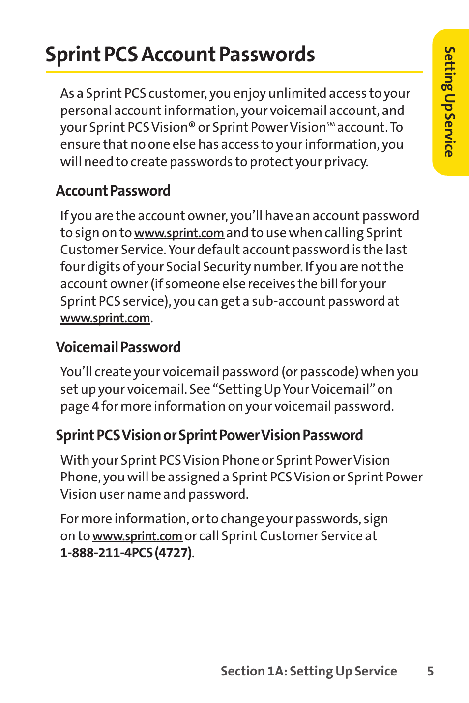 Sprint pcs account passwords | Spirit M1 User Manual | Page 23 / 351