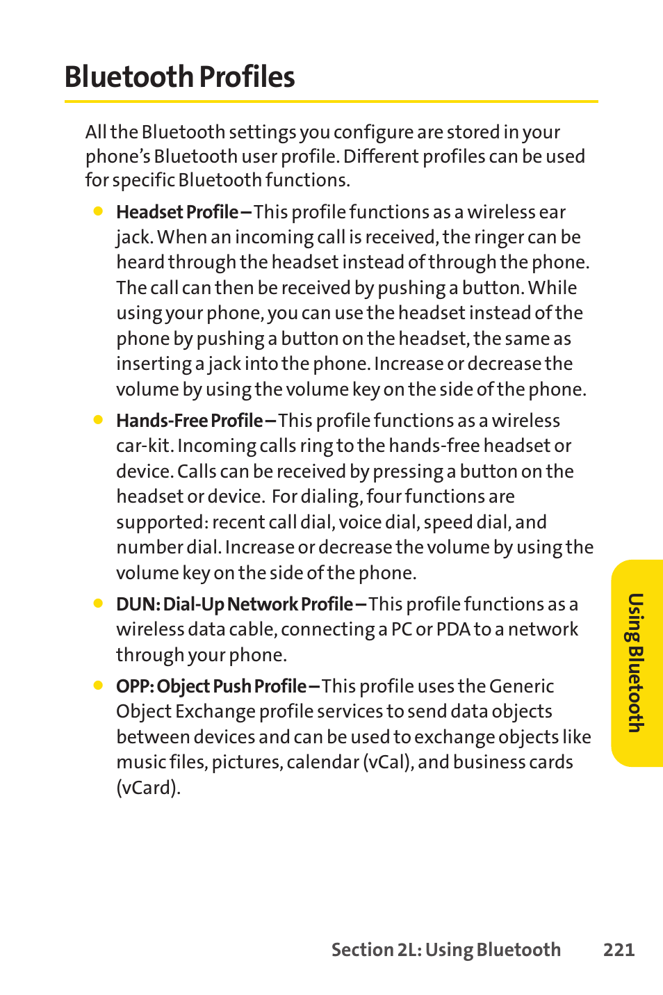 Bluetooth profiles | Spirit M1 User Manual | Page 239 / 351