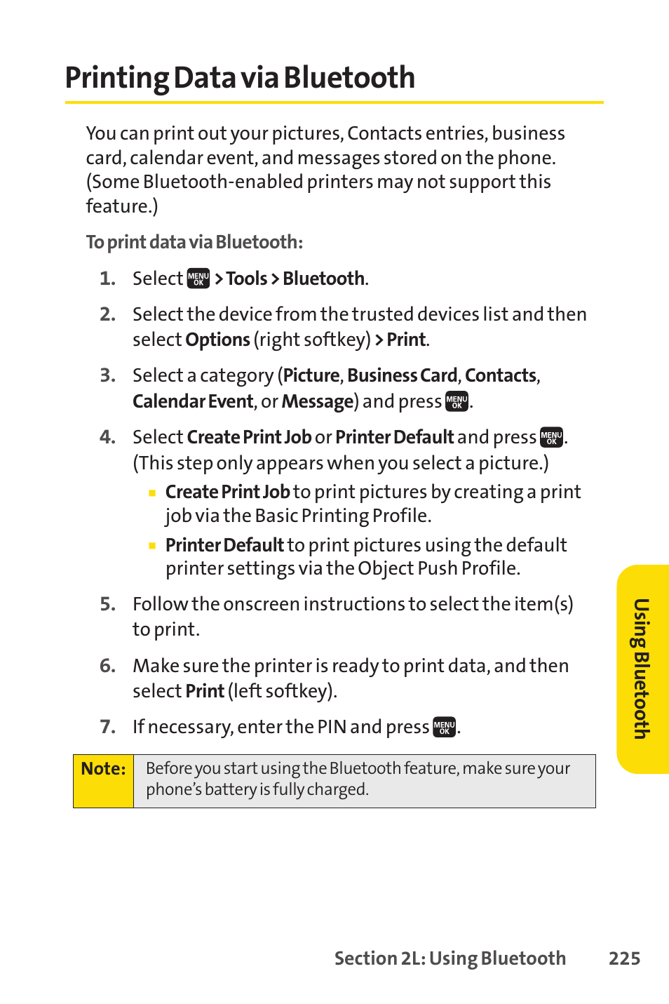 Printing data via bluetooth | Spirit M1 User Manual | Page 243 / 351