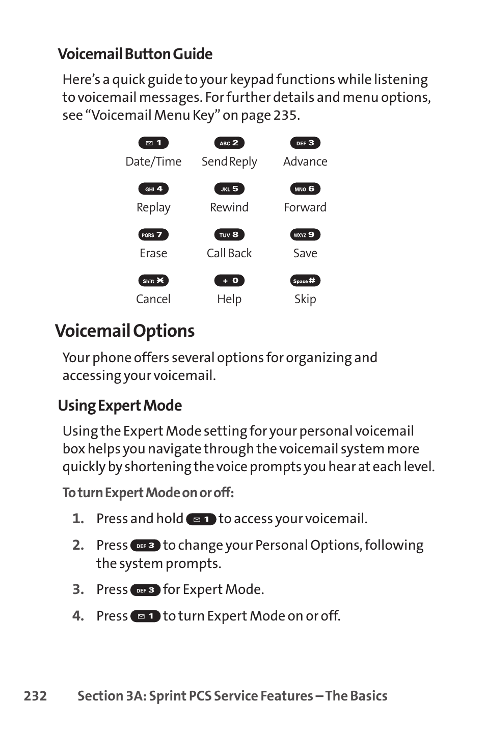 Voicemail options | Spirit M1 User Manual | Page 250 / 351