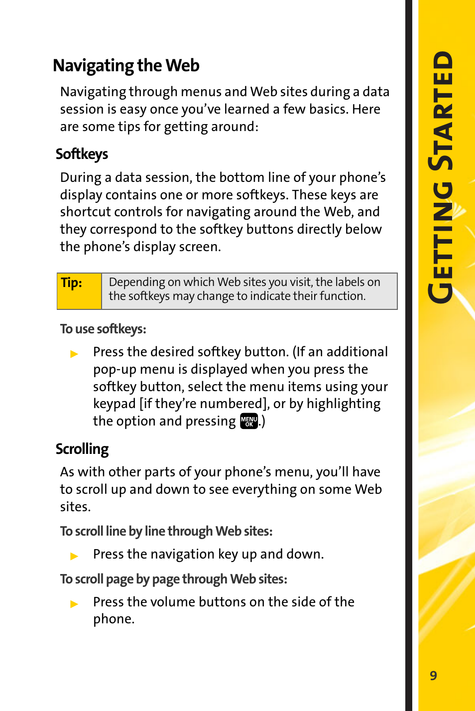 Navigating the web, Getti ng s t ar ted | Spirit M1 User Manual | Page 301 / 351