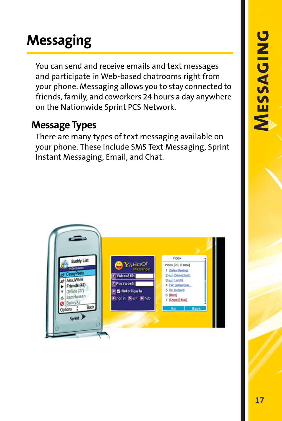 Messaging, Message types, Mess a gi ng | Spirit M1 User Manual | Page 309 / 351