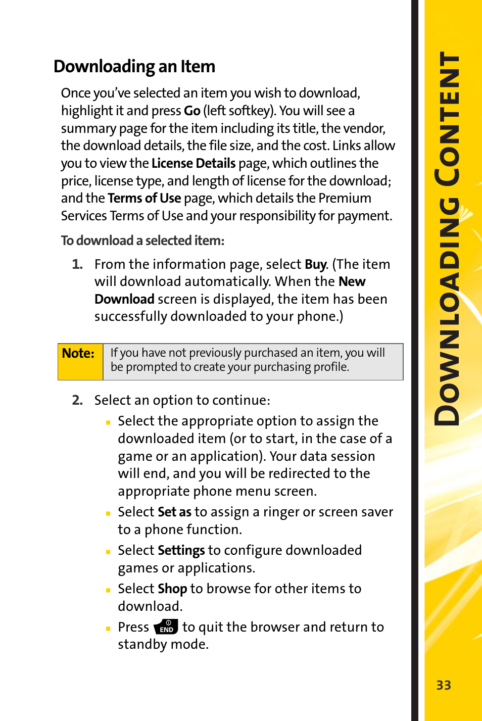 Downloading an item, Down lo adi ng c ontent | Spirit M1 User Manual | Page 325 / 351