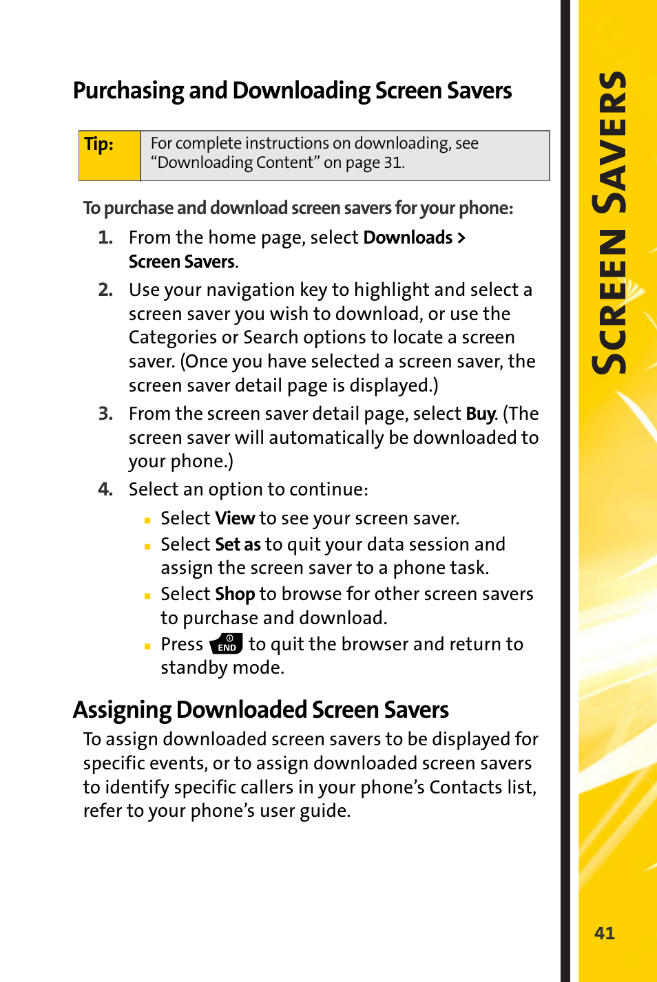 Purchasing and downloading screen savers, Assigning downloaded screen savers, Screen s a vers | Spirit M1 User Manual | Page 333 / 351