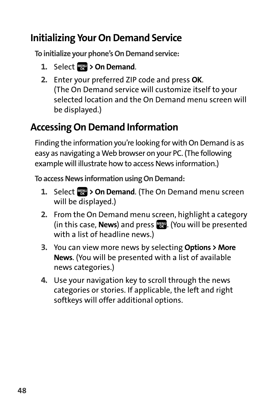 Initializing your on demand service, Accessing on demand information | Spirit M1 User Manual | Page 340 / 351