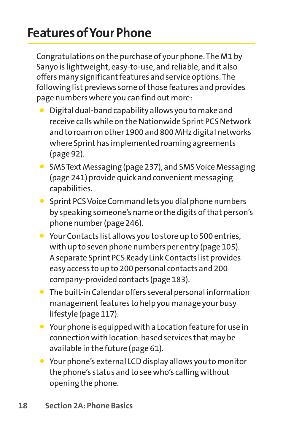 Features of your phone | Spirit M1 User Manual | Page 36 / 351