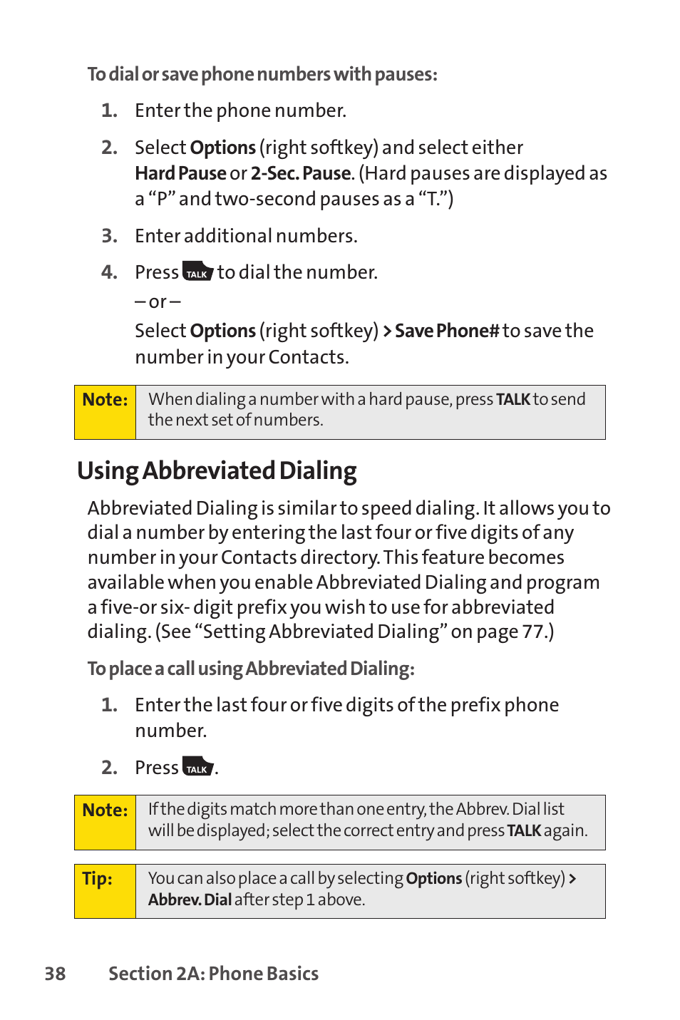 Using abbreviated dialing | Spirit M1 User Manual | Page 56 / 351