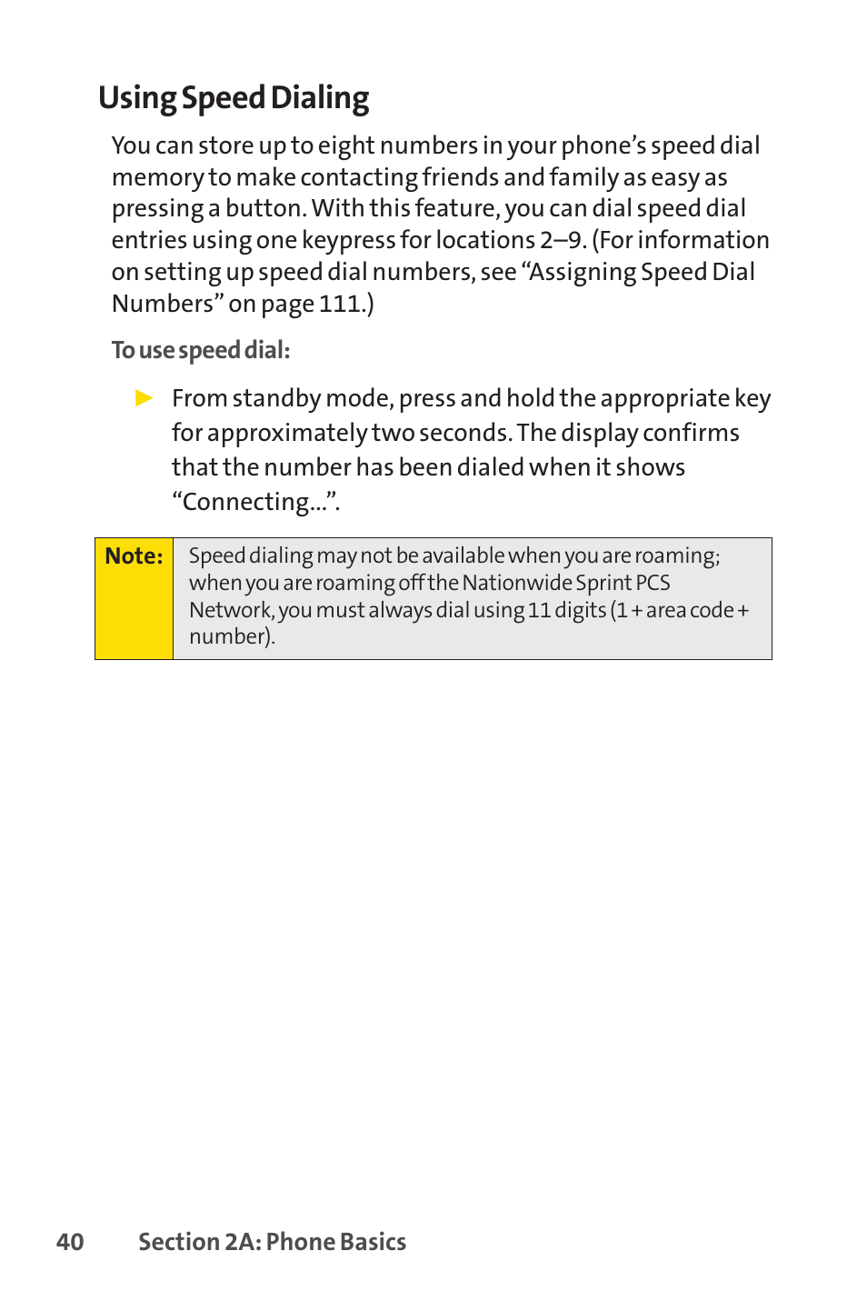 Using speed dialing | Spirit M1 User Manual | Page 58 / 351