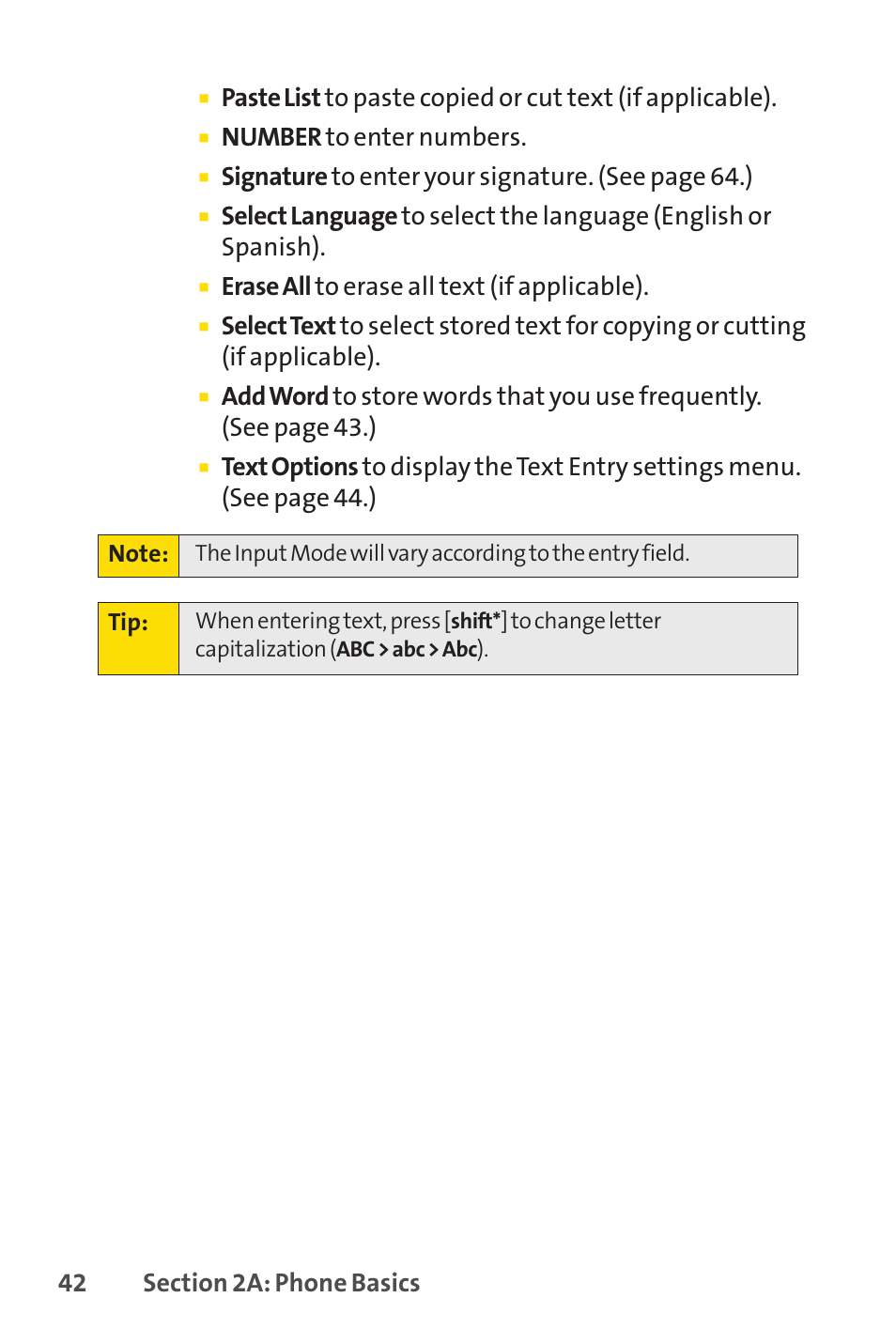 Number to enter numbers, Signature to enter your signature . (see page 64.), Erase all to erase all text (if applicable) | Spirit M1 User Manual | Page 60 / 351