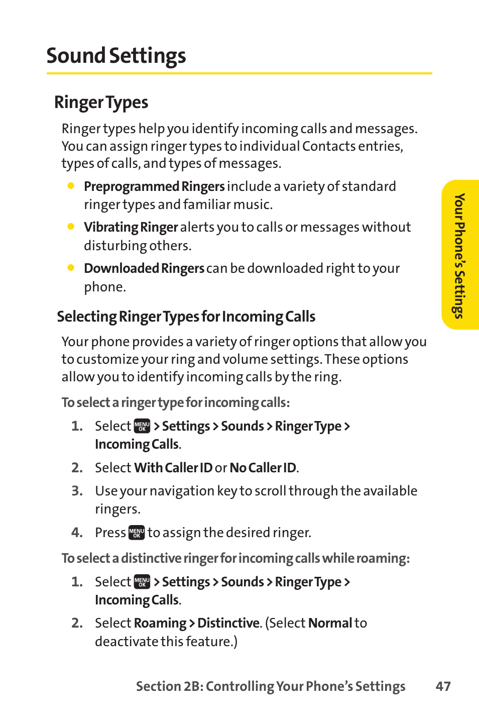 Sound settings, Ringer types | Spirit M1 User Manual | Page 65 / 351