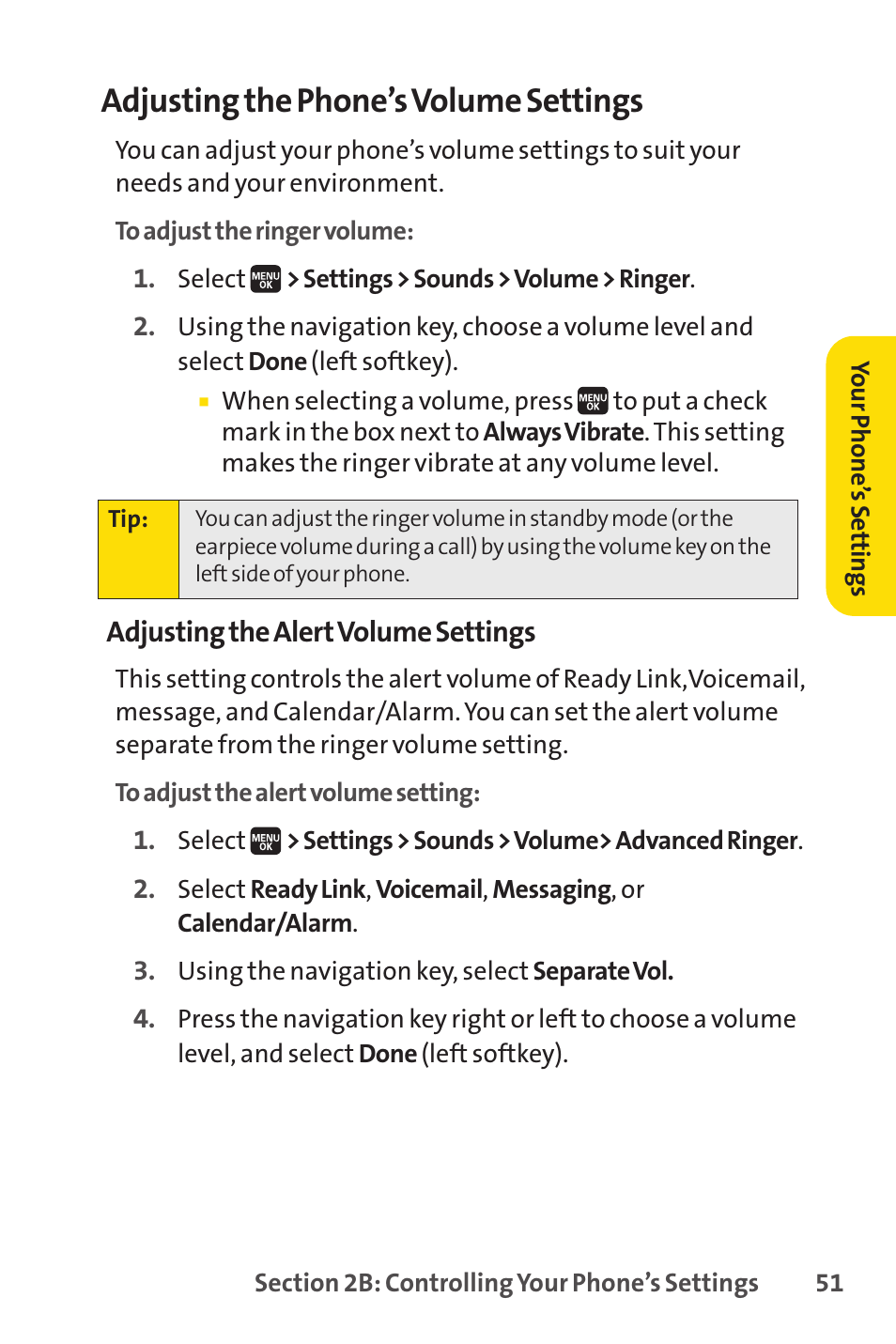 Adjusting the phone’s volume settings | Spirit M1 User Manual | Page 69 / 351