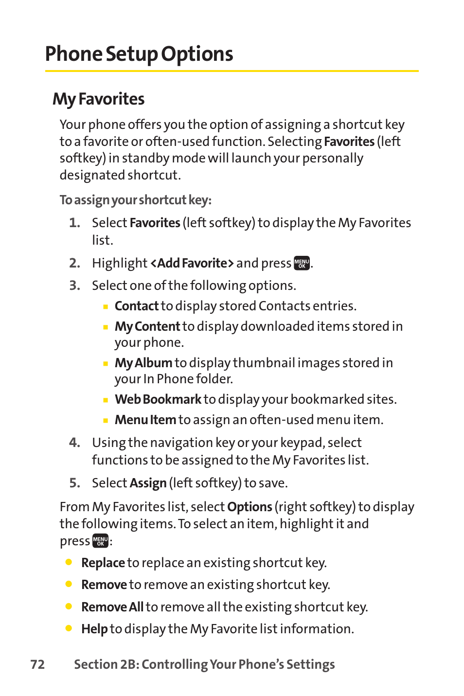 Phone setup options, My favorites | Spirit M1 User Manual | Page 90 / 351