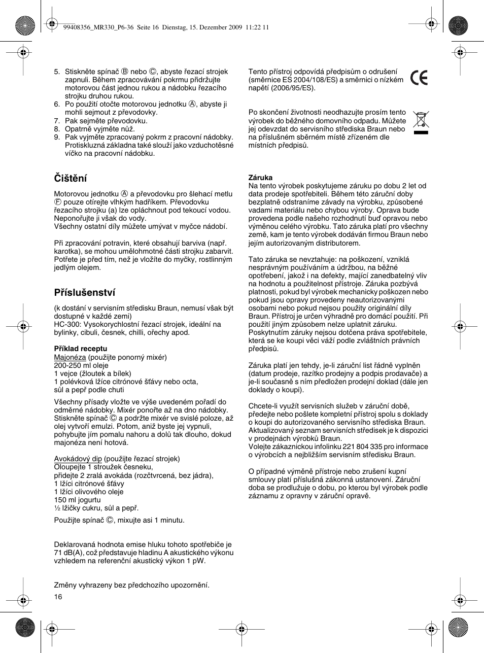 Braun MR330 Sauce User Manual | Page 15 / 35