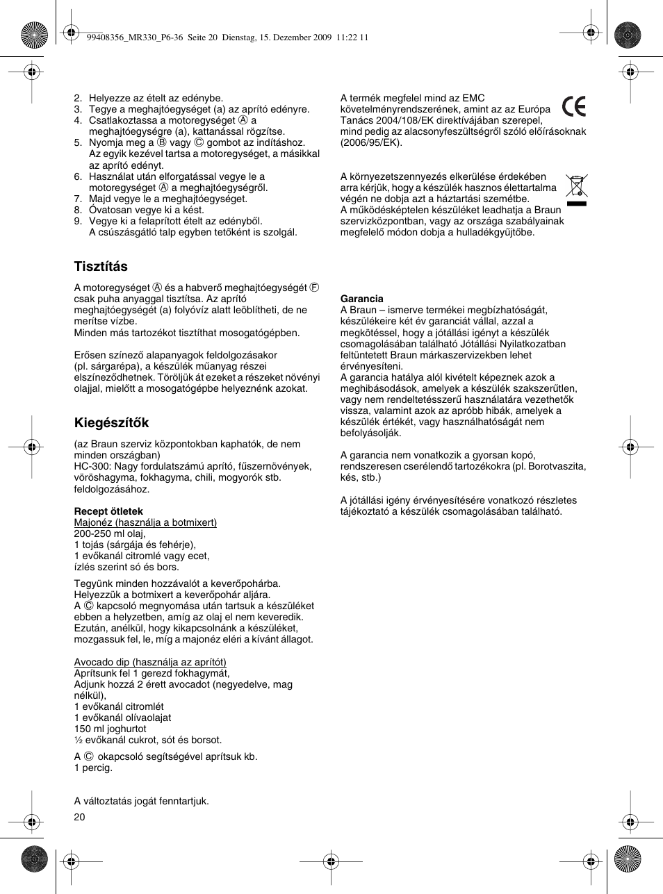 Braun MR330 Sauce User Manual | Page 19 / 35