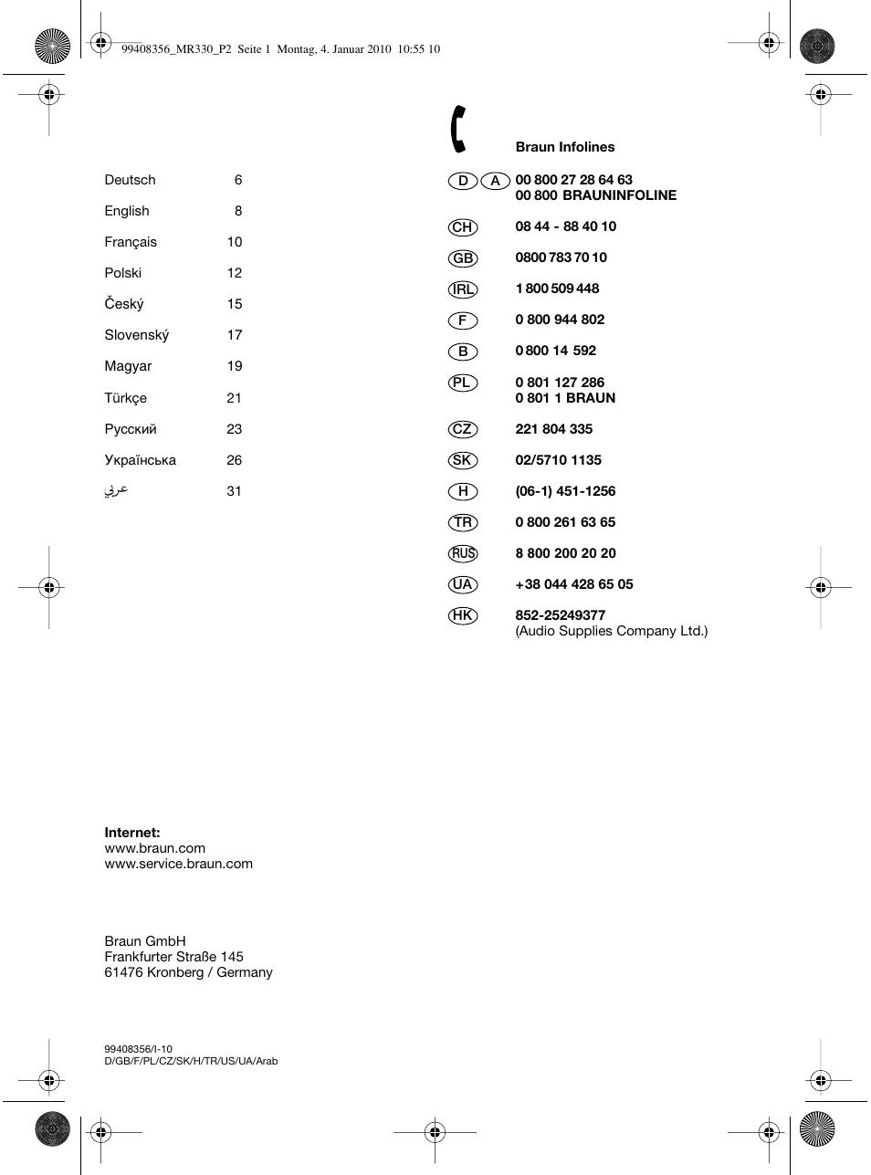 Braun MR330 Sauce User Manual | Page 2 / 35