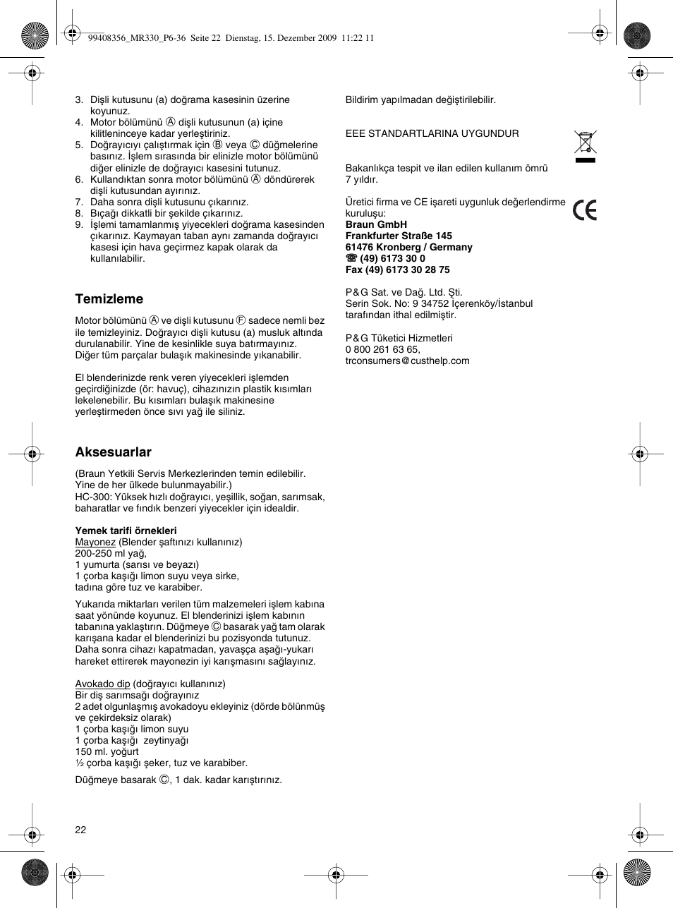 Braun MR330 Sauce User Manual | Page 21 / 35