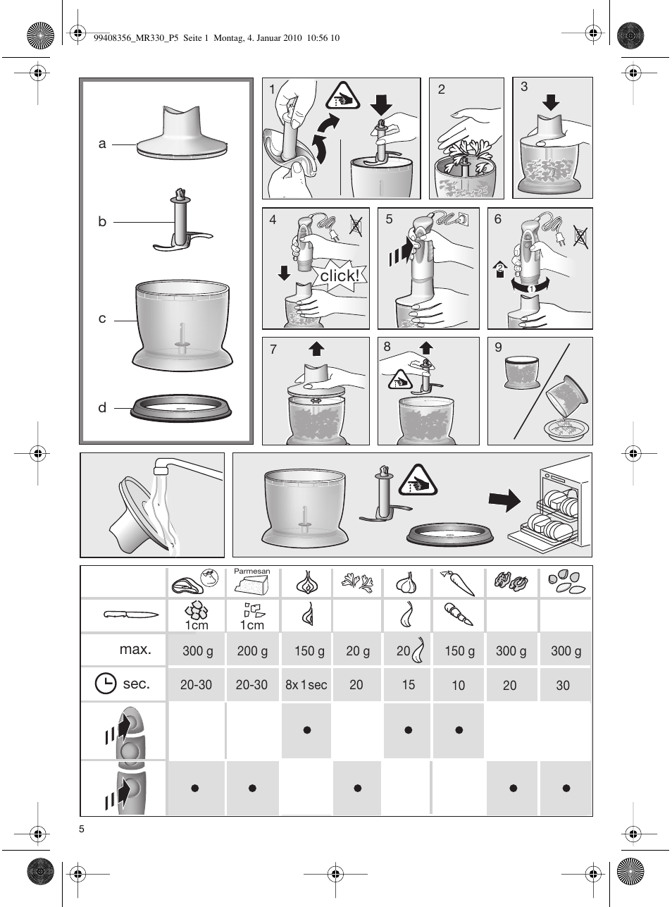 Click | Braun MR330 Sauce User Manual | Page 4 / 35