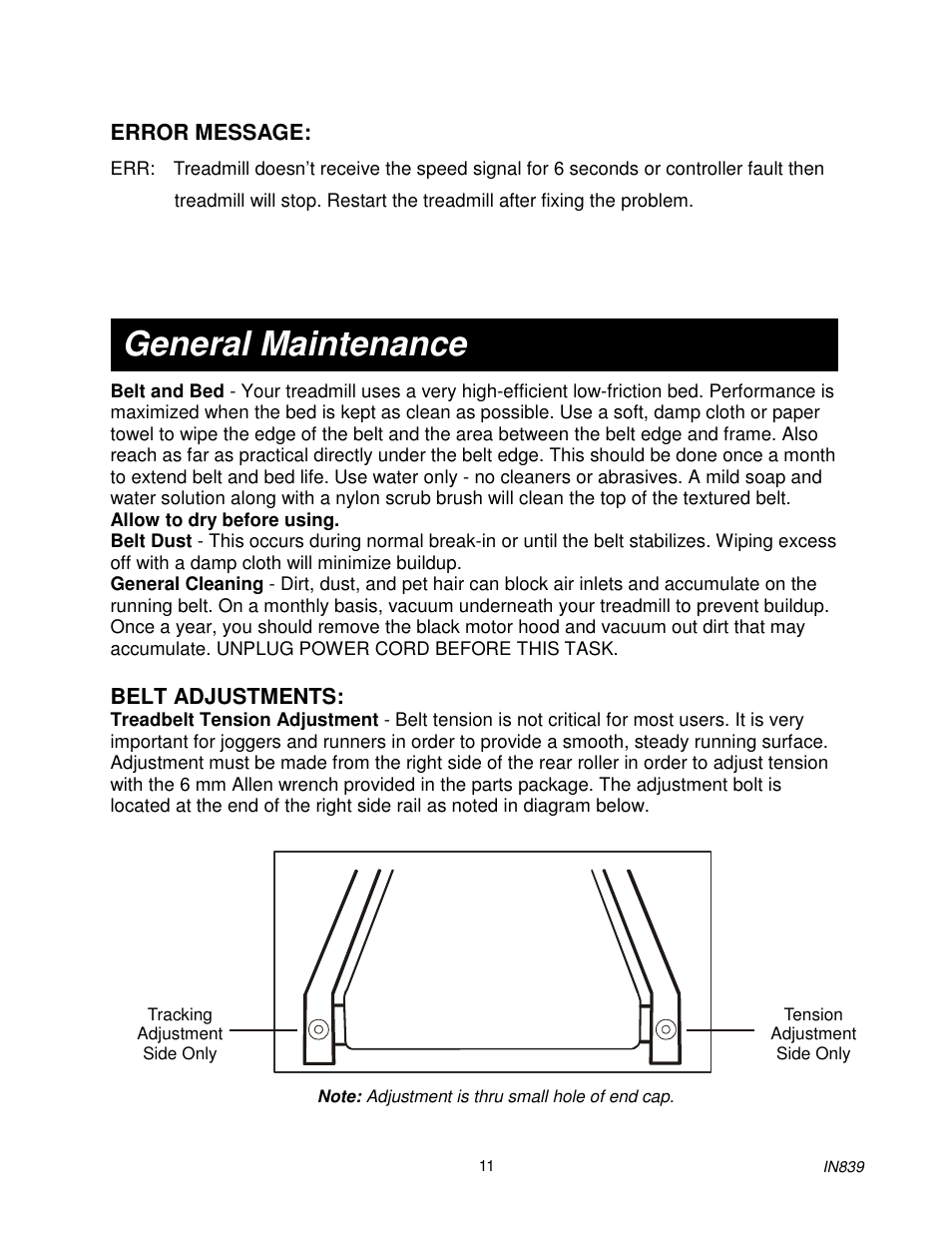 General maintenance | Spirit IN839 User Manual | Page 12 / 16