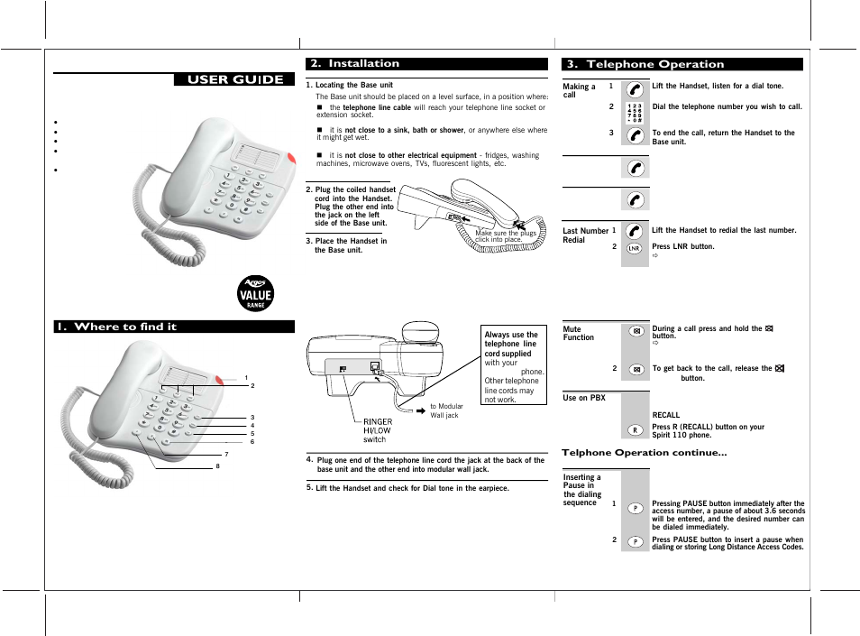 Spirit 110 User Manual | 2 pages