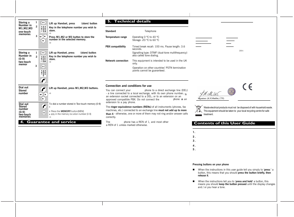Contents of this user guide, Guarantee and service, Technical details | Spirit 110 User Manual | Page 2 / 2