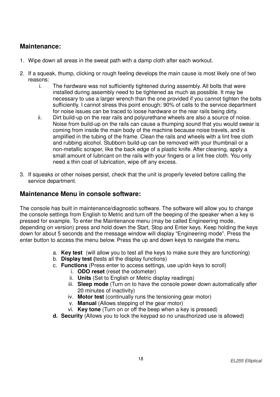 Spirit EL255 User Manual | Page 19 / 20