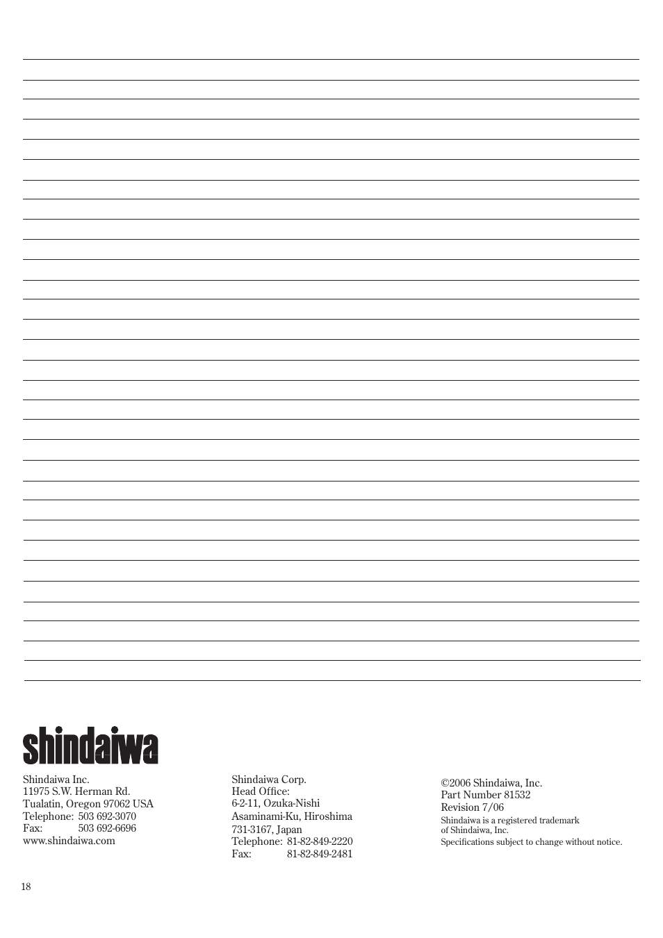 Shindaiwa 81532 User Manual | Page 18 / 36