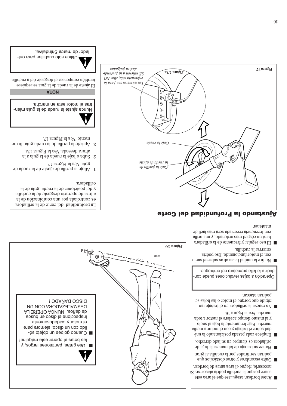 Utilizando el orillador de mano, Ajustando la profundidad del corte | Shindaiwa 81532 User Manual | Page 27 / 36