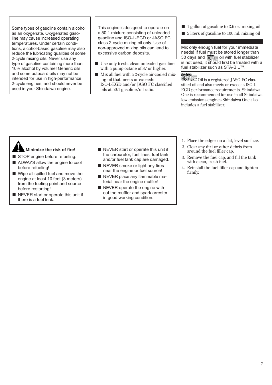 Filling the fuel tank, Mixing fuel | Shindaiwa 81532 User Manual | Page 7 / 36