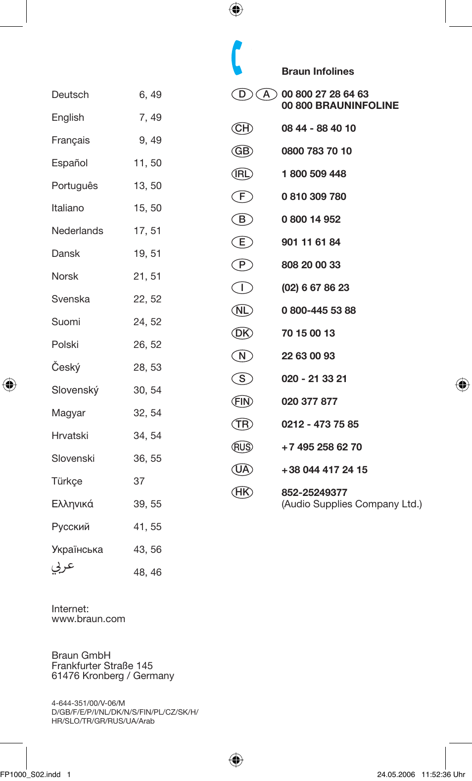 Braun Multiquick FP 1000 User Manual | Page 2 / 57