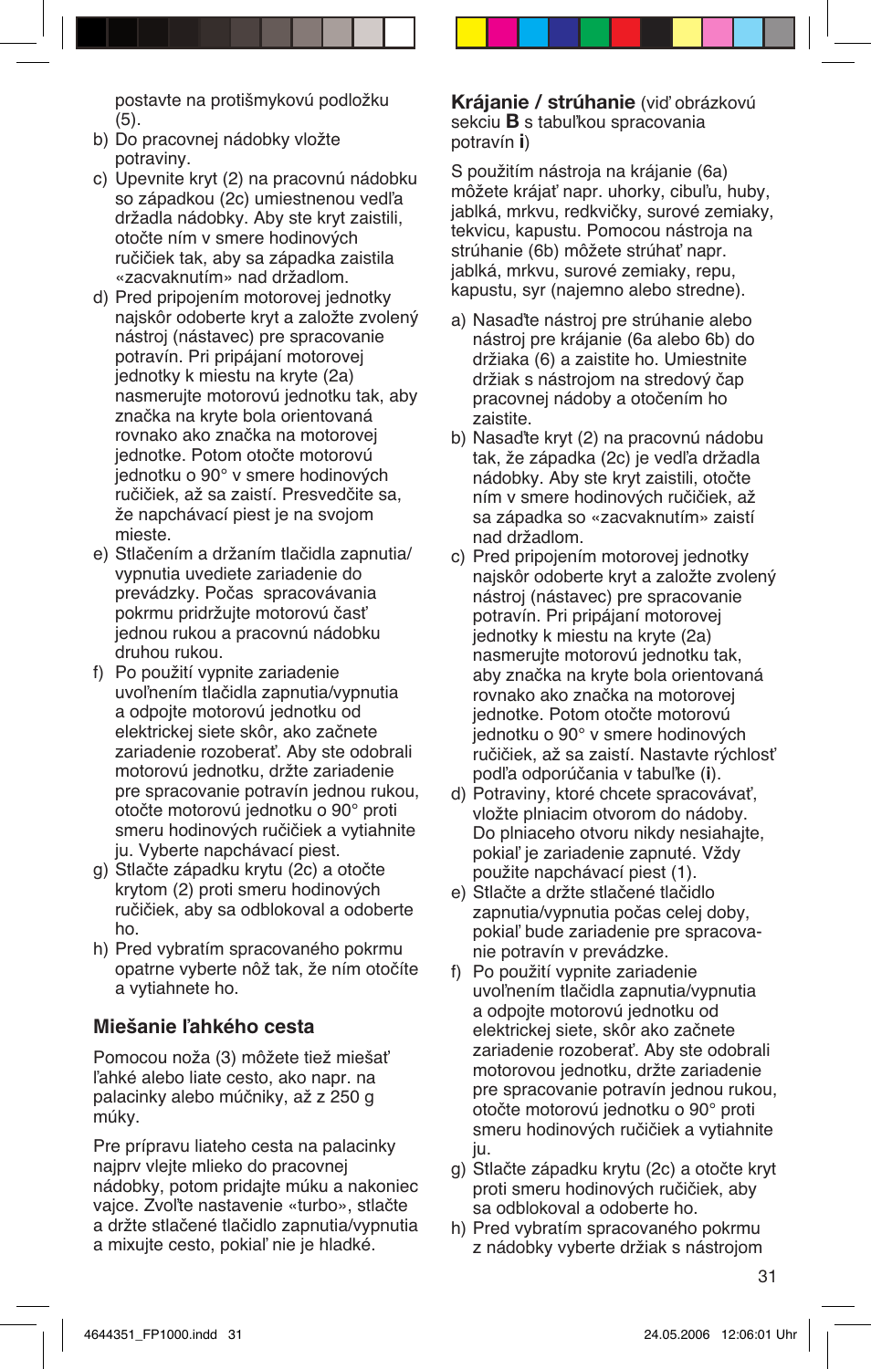 Braun Multiquick FP 1000 User Manual | Page 31 / 57