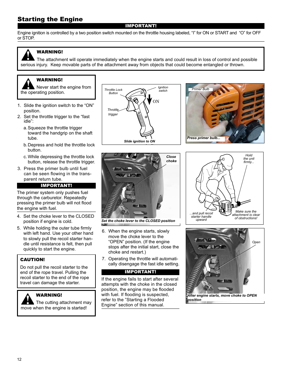 Starting the engine | Shindaiwa C254 User Manual | Page 12 / 32