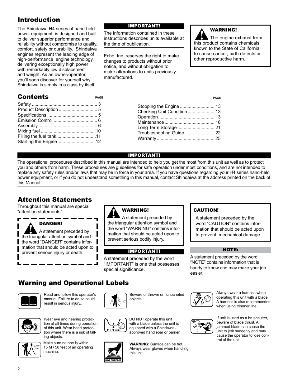 Shindaiwa C254 User Manual | Page 2 / 32