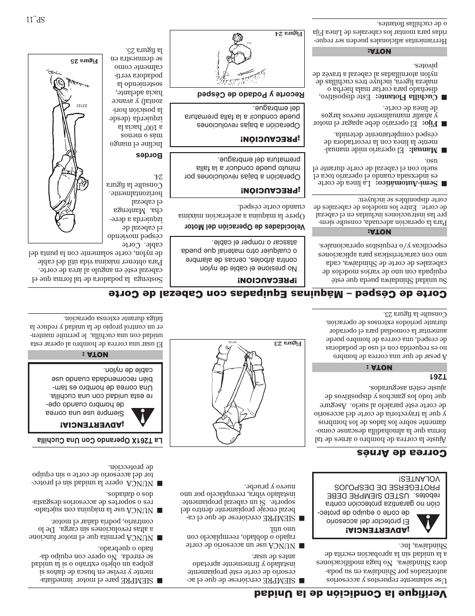 Correa de ar nés, Verifique la condición de la unidad | Shindaiwa 81605 User Manual | Page 30 / 40