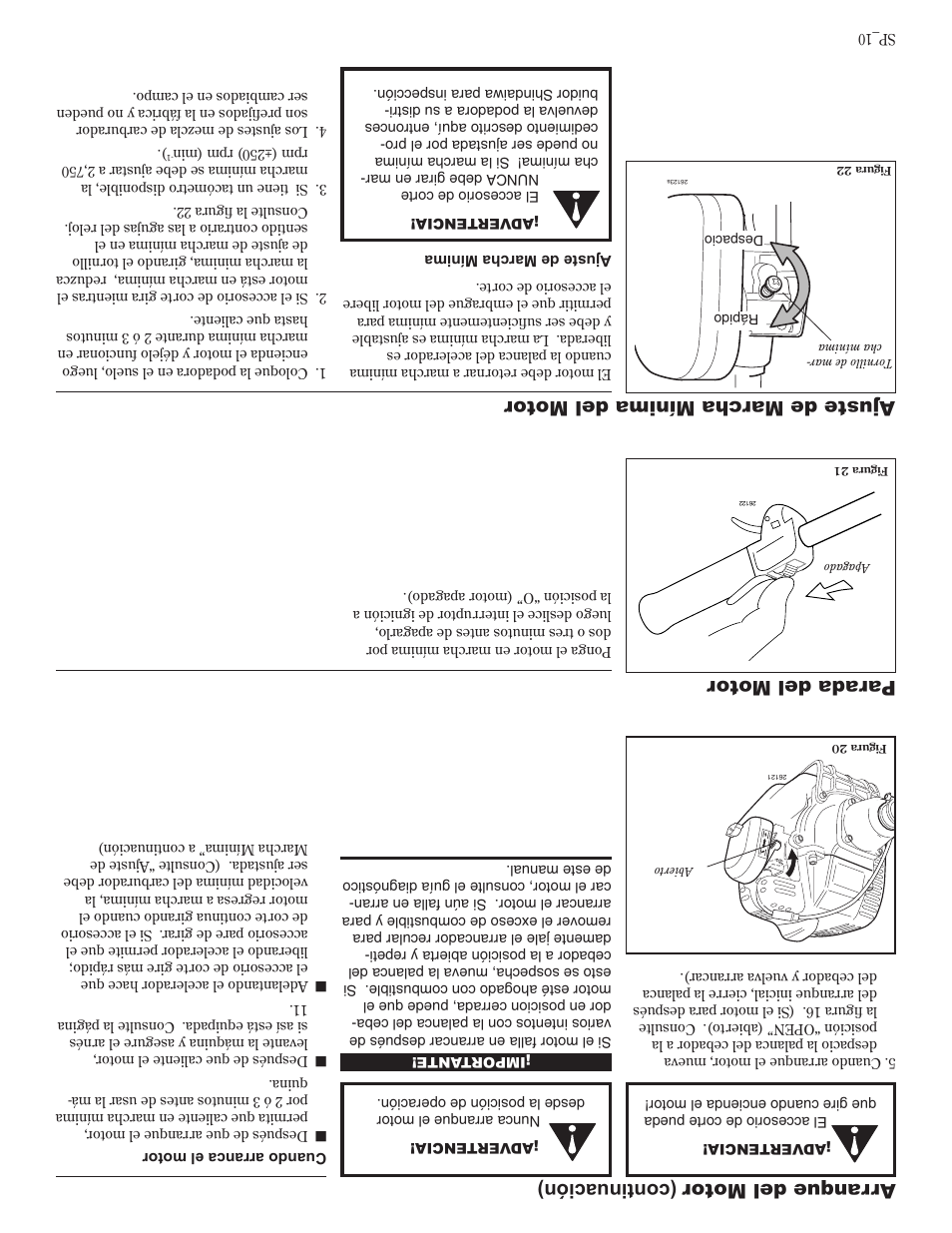 Arranque del motor (continuación) | Shindaiwa 81605 User Manual | Page 31 / 40