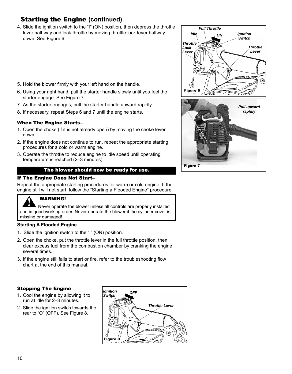 Starting the engine (continued) | Shindaiwa EB344EF13 User Manual | Page 10 / 28