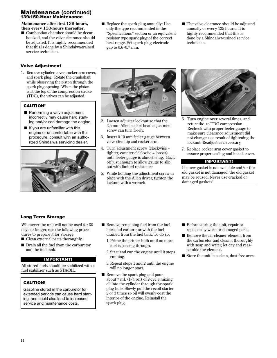 Maintenance (continued) | Shindaiwa 89307 User Manual | Page 14 / 60